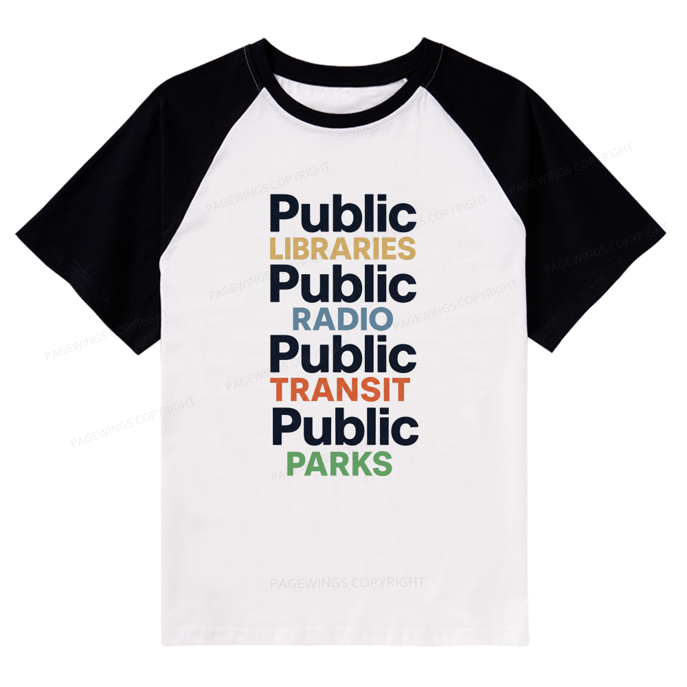 Pagewings Public Libraries 15687 Bookish Raglan T-shirt