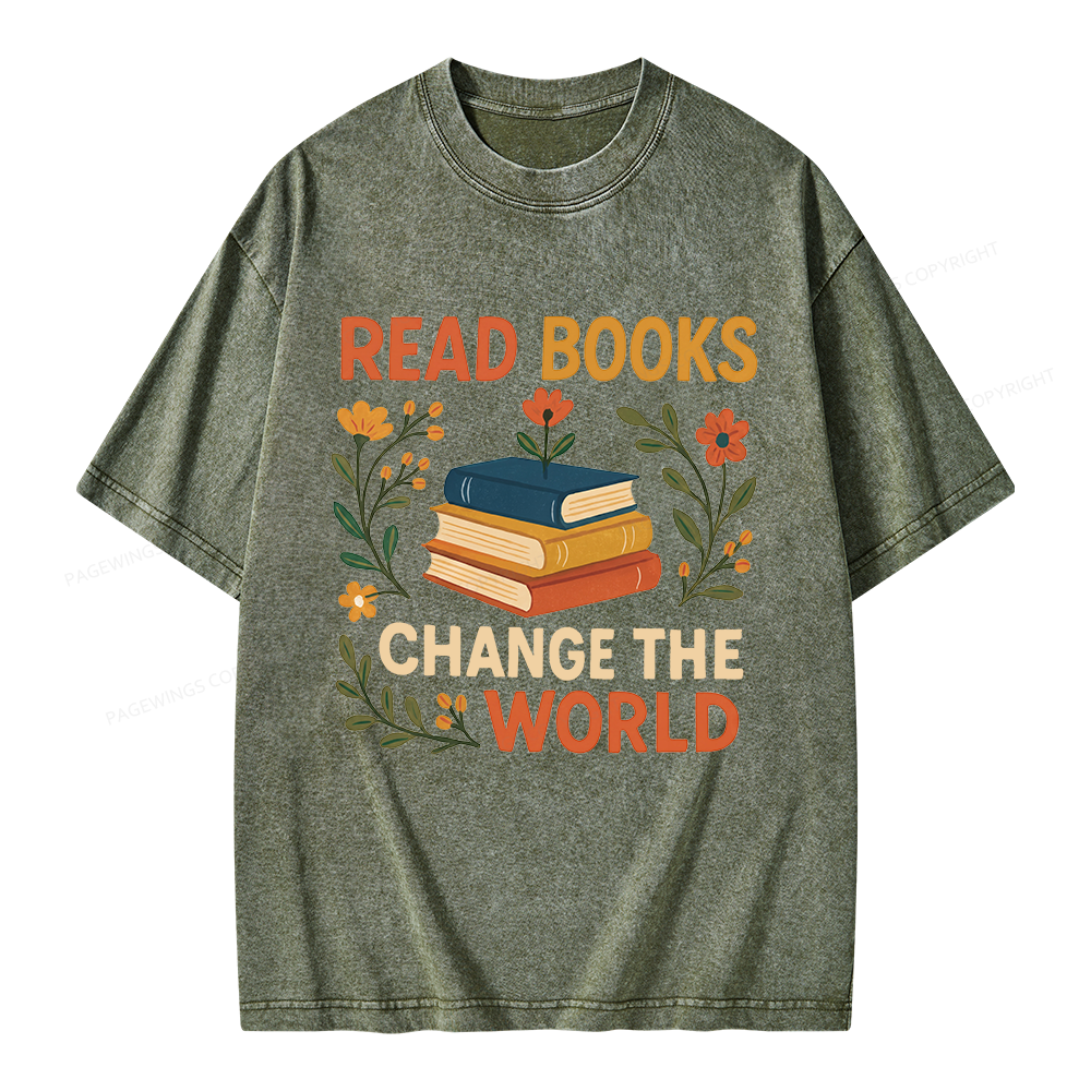 Pagewing Read Books Change the World Unisex Washed T-shirt