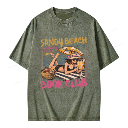 Pagewing Sandy Beach Book Club Unisex Washed T-shirt