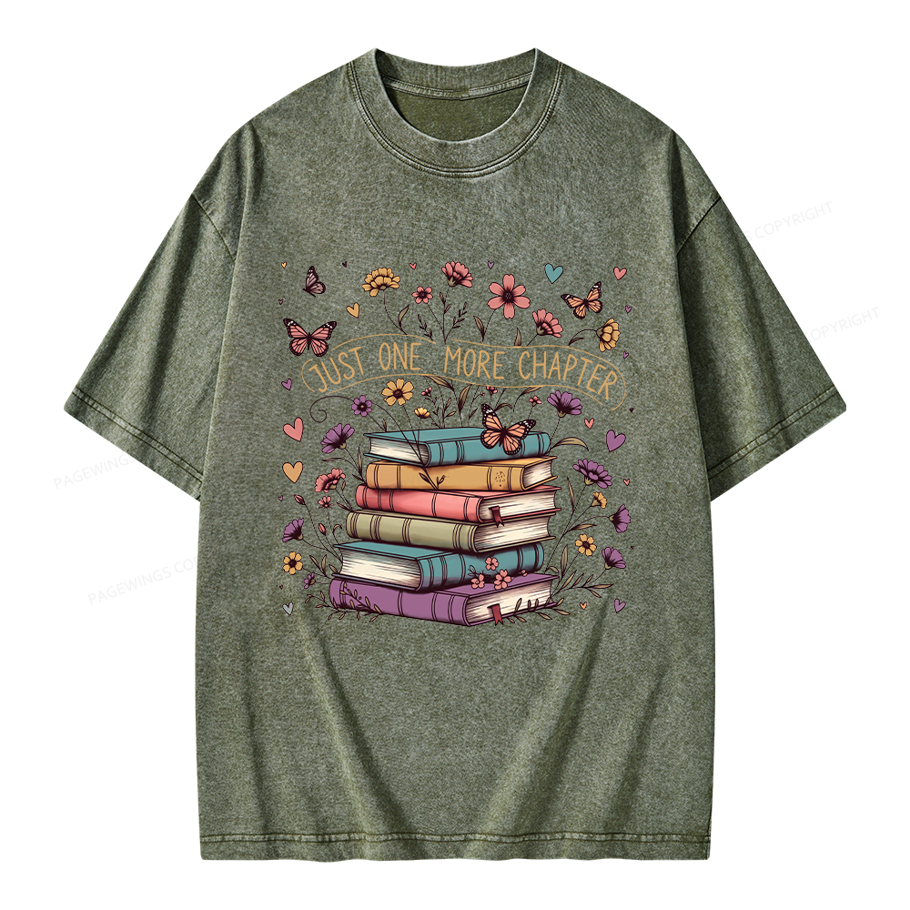 Pagewing Floral Books Unisex Washed T-shirt