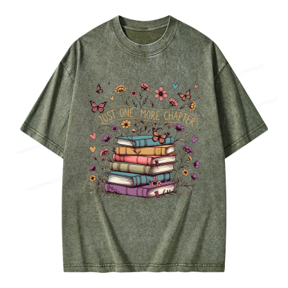 Pagewing Floral Books Unisex Washed T-shirt