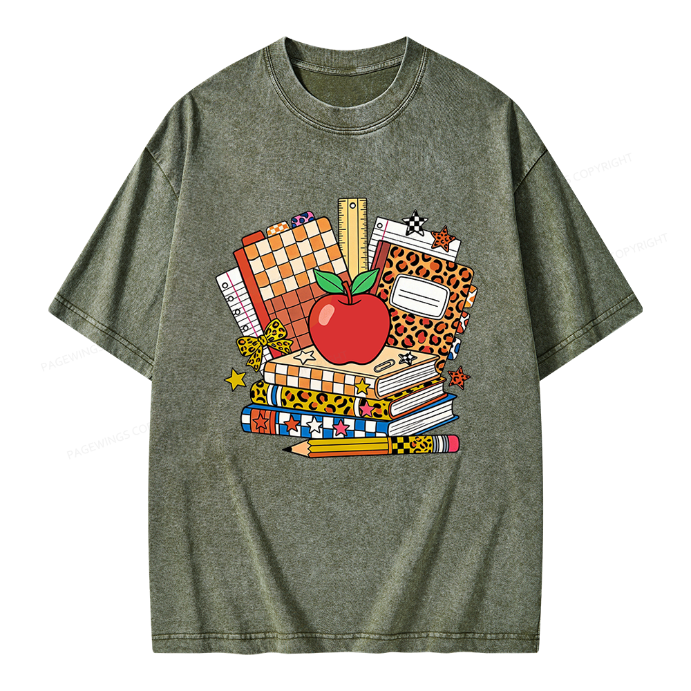 Pagewing Coquette Back To School Unisex Washed T-shirt