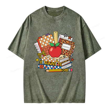 Pagewing Coquette Back To School Unisex Washed T-shirt