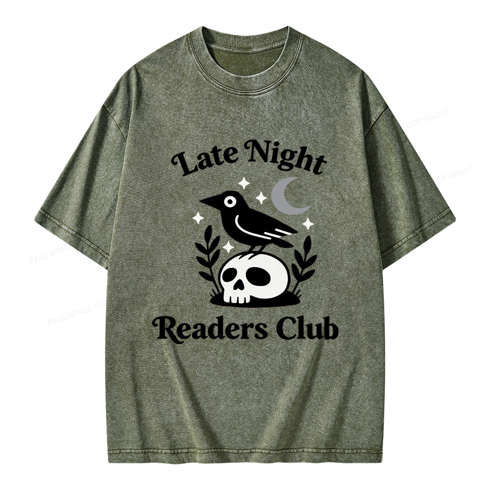Pagewings Late Night Readers Club Unisex Washed T-shirt