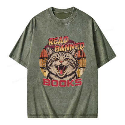 Pagewing Read Banned Books Unisex Washed T-shirt