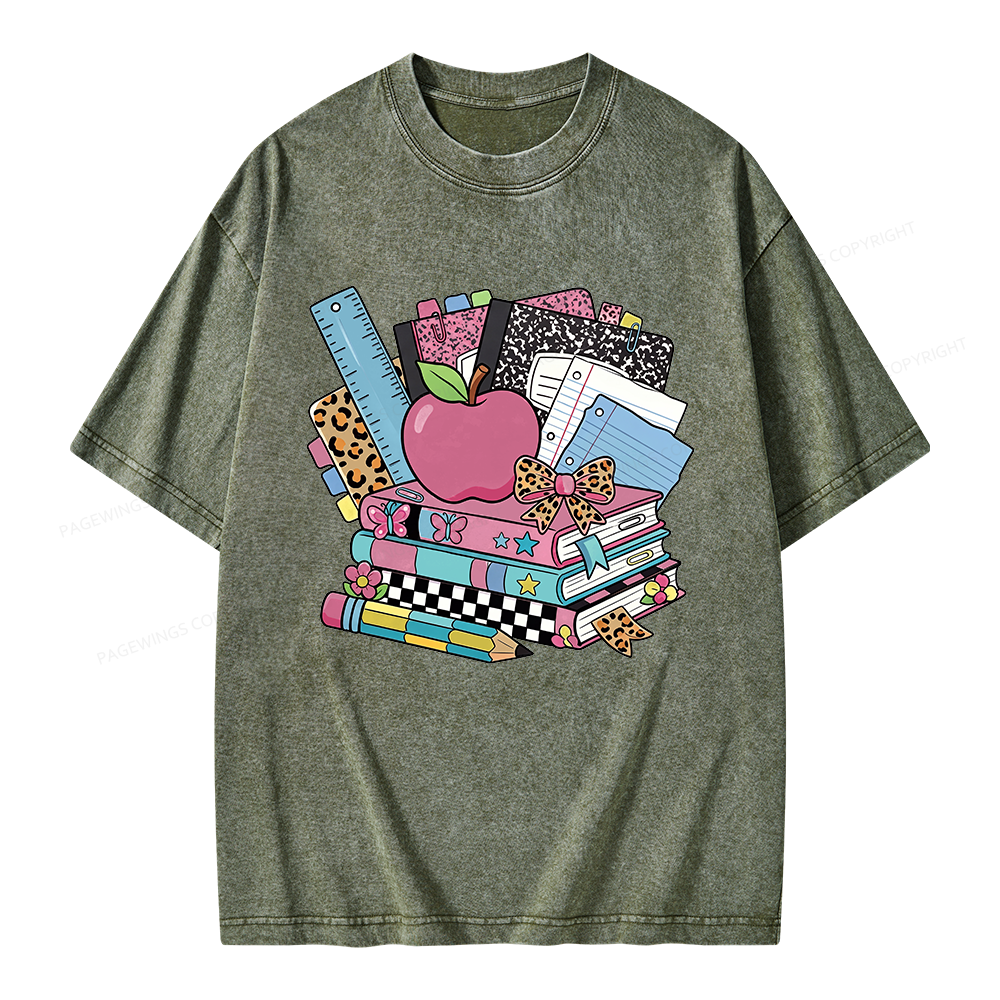 Pagewing Retro School Unisex Washed T-shirt