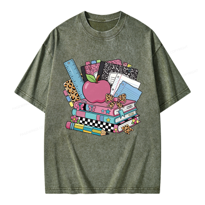 Pagewing Retro School Unisex Washed T-shirt