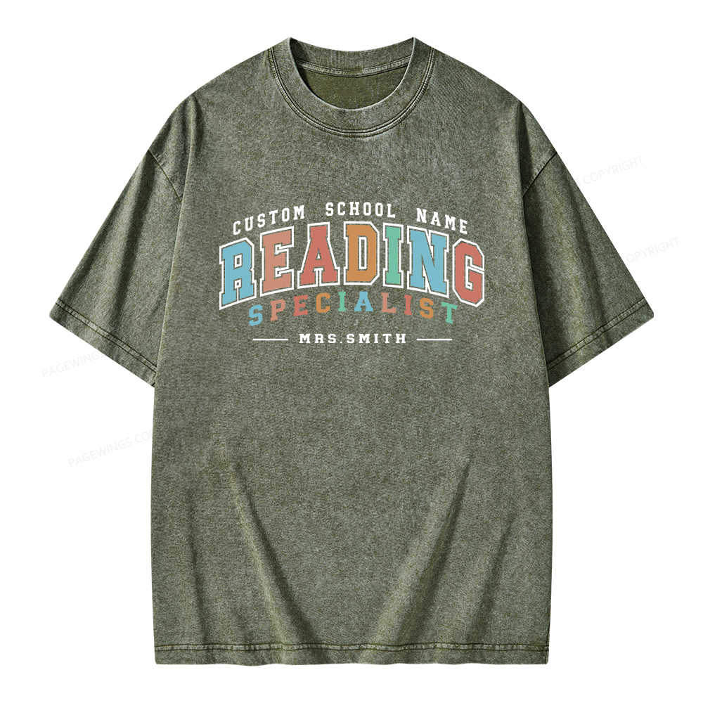Pagewing Personalized Reading Unisex Washed T-shirt