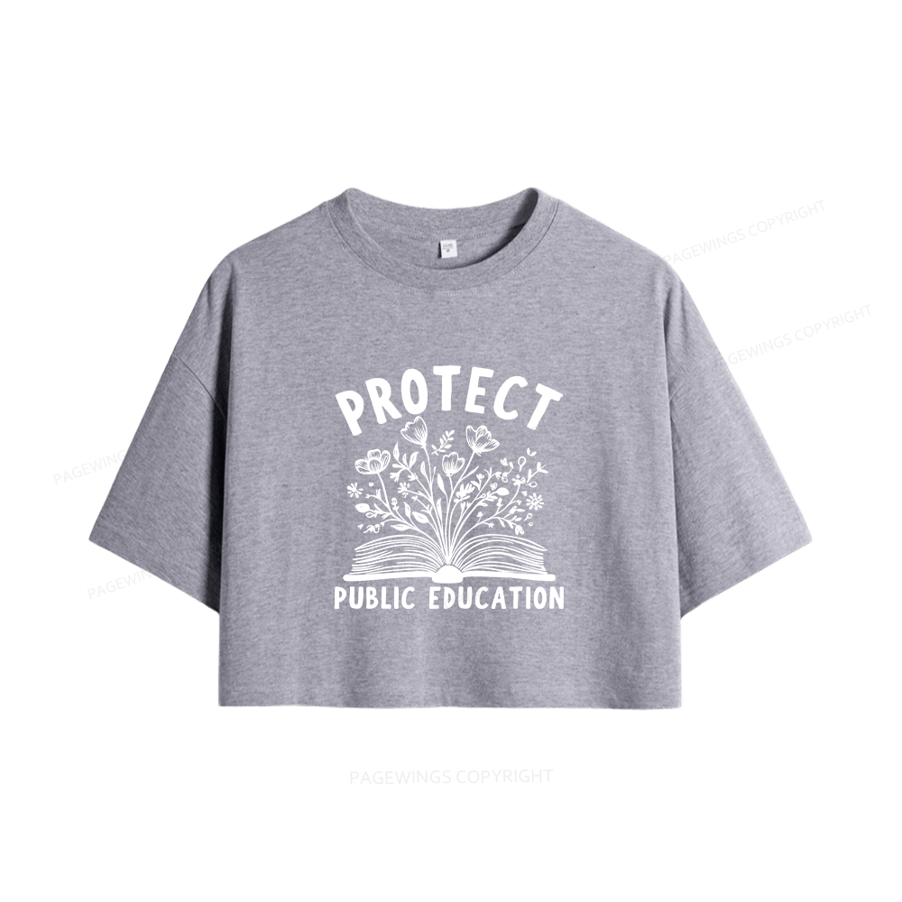 Pagewings Protect Public Education15808 Book Women Crop Tops