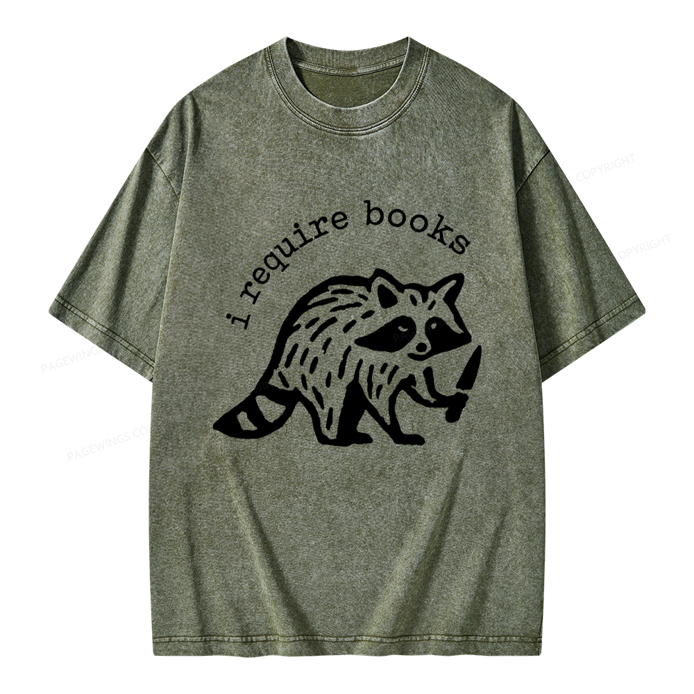 Pagewings I Require Books Unisex Washed T-shirt