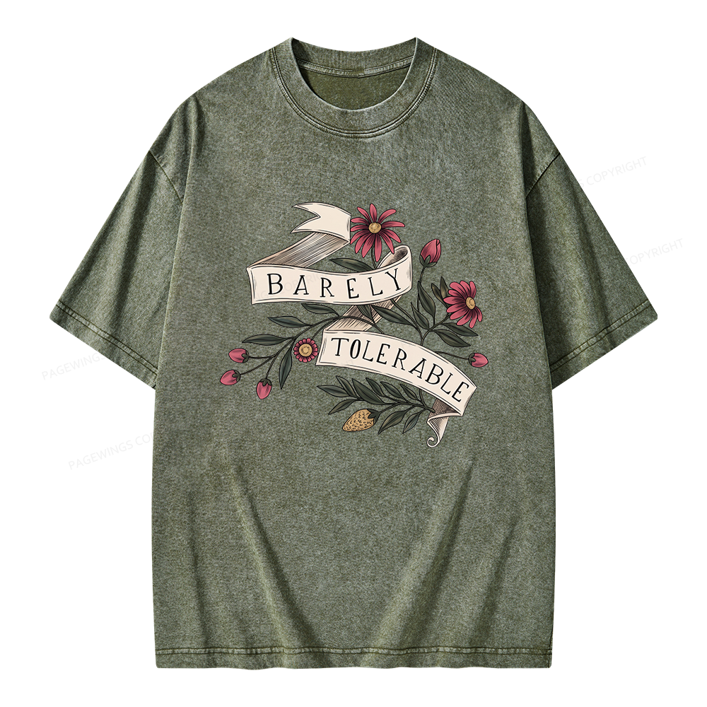 Pagewings Barely Tolerable Unisex Washed T-shirt