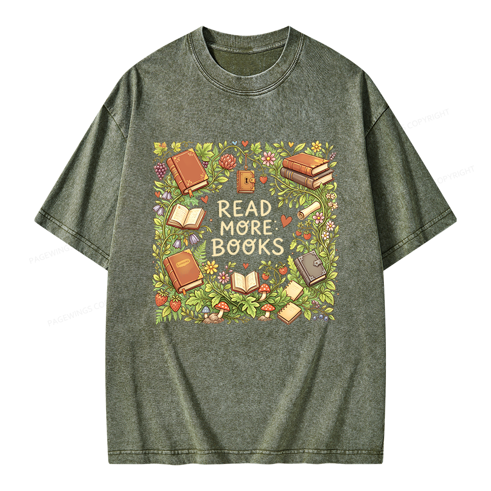Pagewings Read More Books Unisex Washed T-shirt
