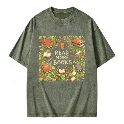 Pagewings Read More Books Unisex Washed T-shirt