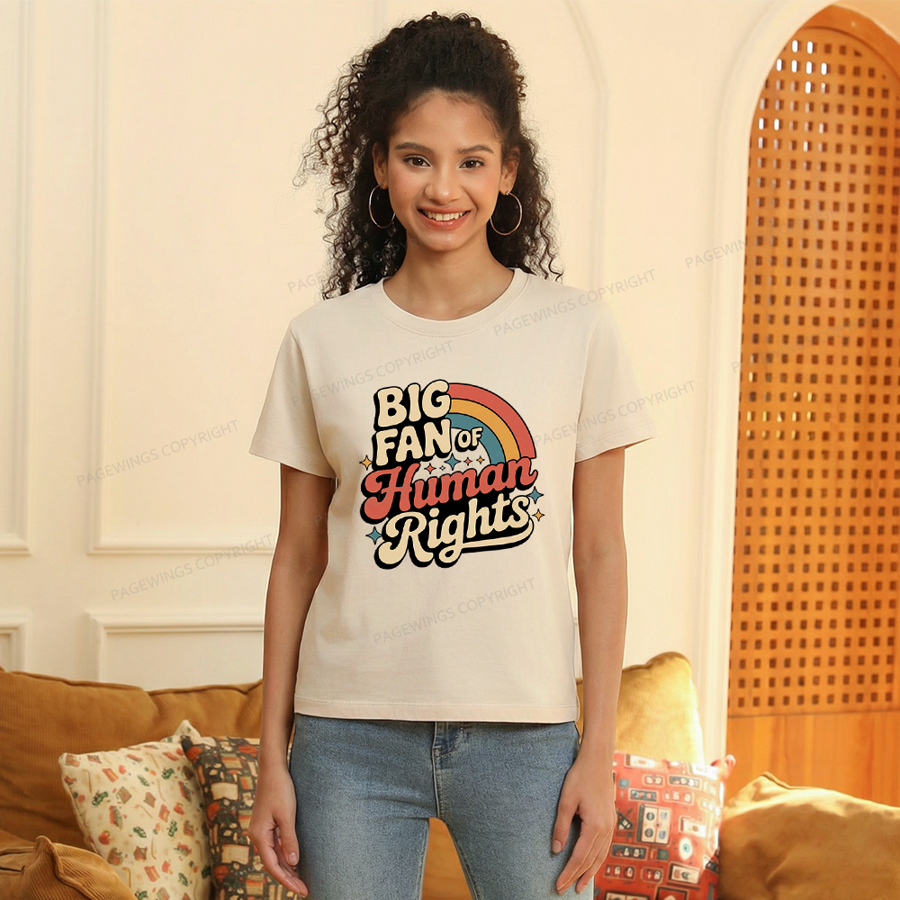 Pagewings Big Fan of Human Rights 15448 Bookish Women's Washed T-shirt
