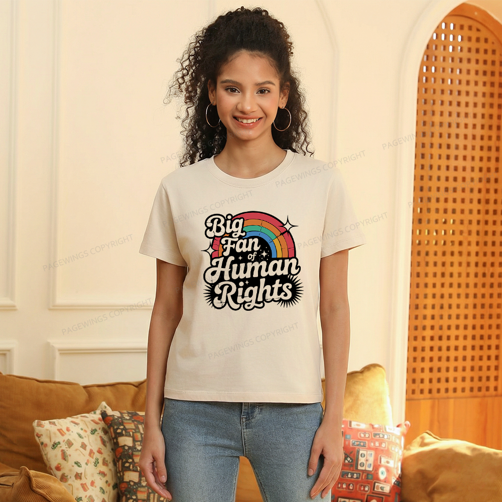 Pagewings Big Fan of Human Rights 15985 Bookish Women's Washed T-shirt
