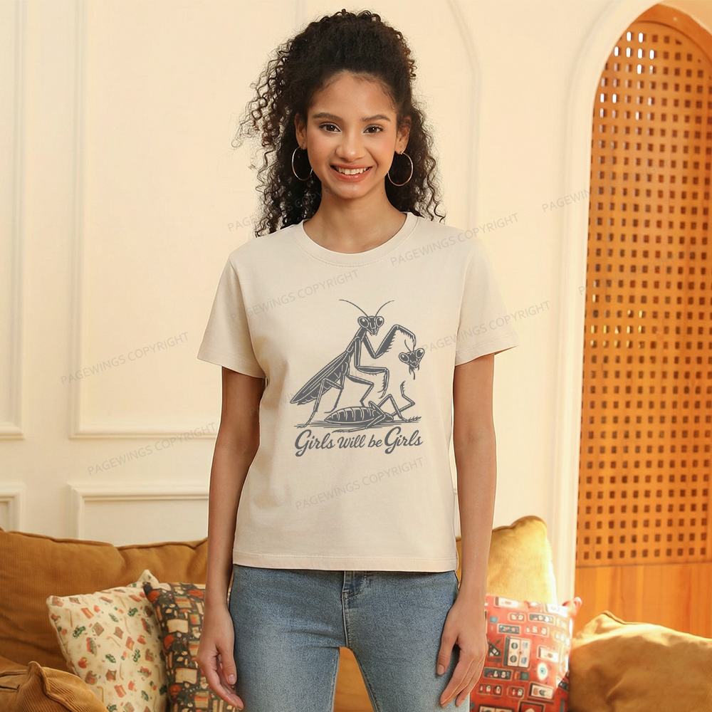 Pagewings Girls Will Be Girls 15503 Bookish Women's Washed T-shirt