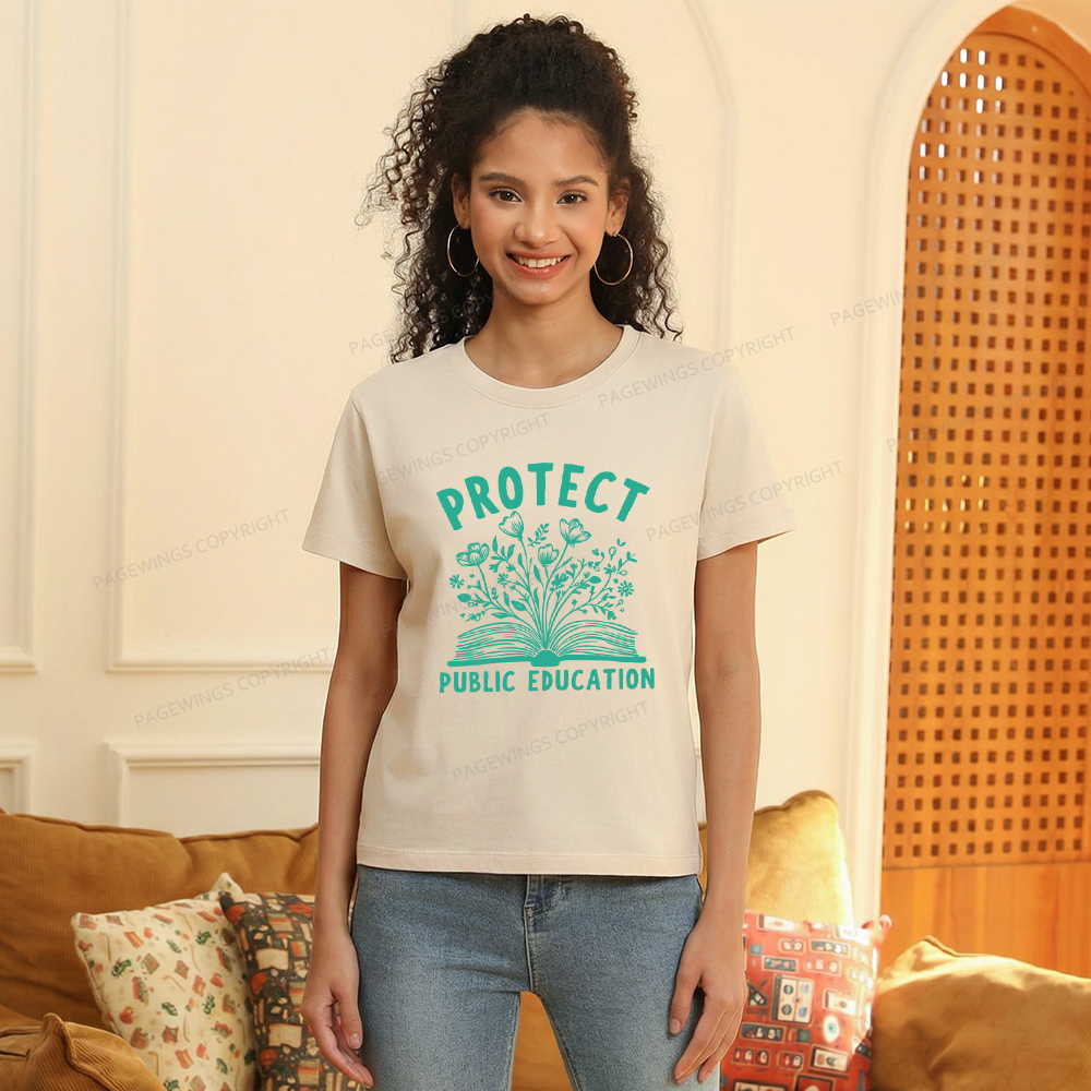 Pagewings Protect Public Education 15808 Bookish Women's Washed T-shirt