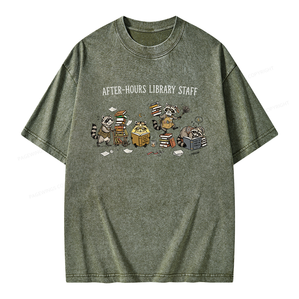 Pagewings After-Hours Library Staff Unisex Washed T-shirt