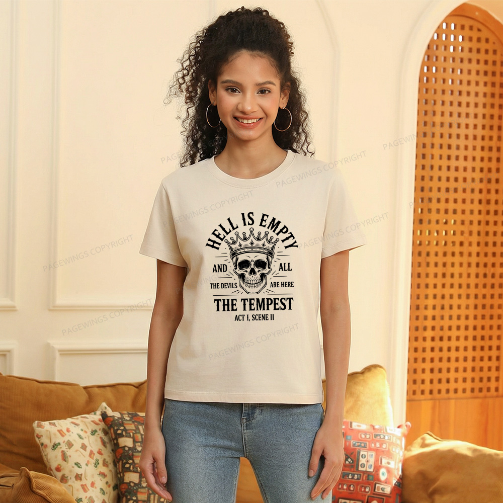 Pagewings Hell is Empty and All The Devils are Here Bookish Women's Washed T-shirt