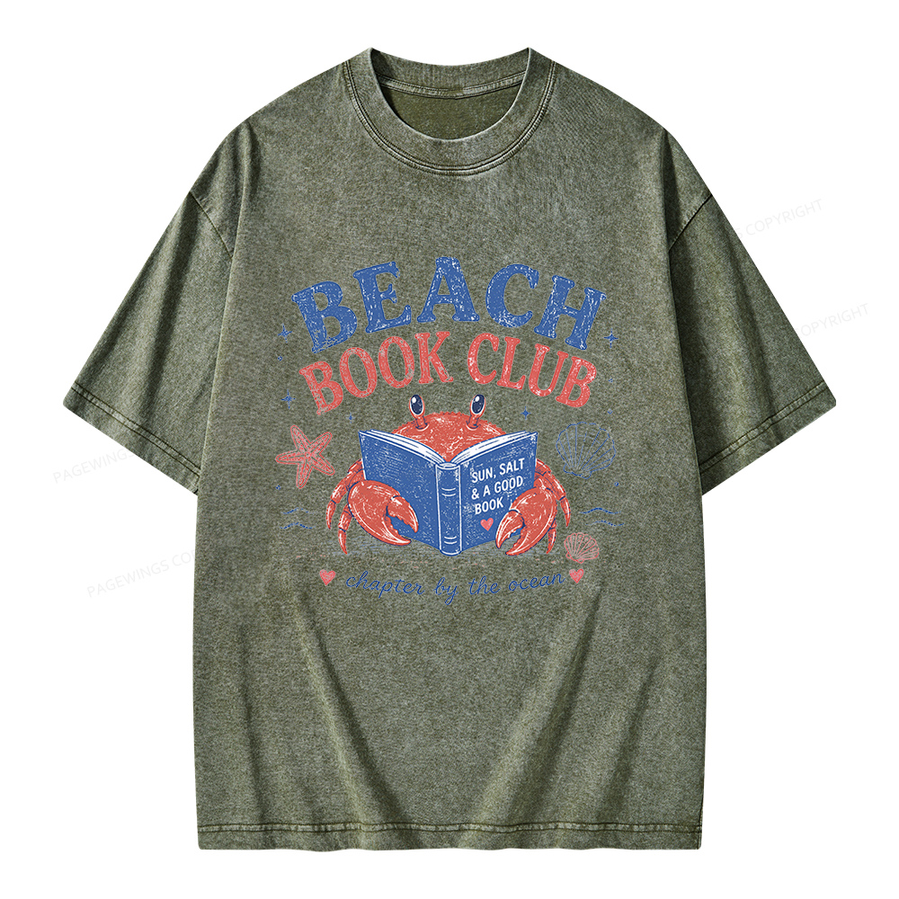 Pagewings Beach Book Club Unisex Washed T-shirt