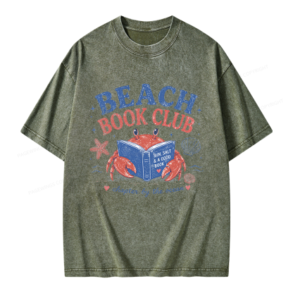 Pagewings Beach Book Club Unisex Washed T-shirt