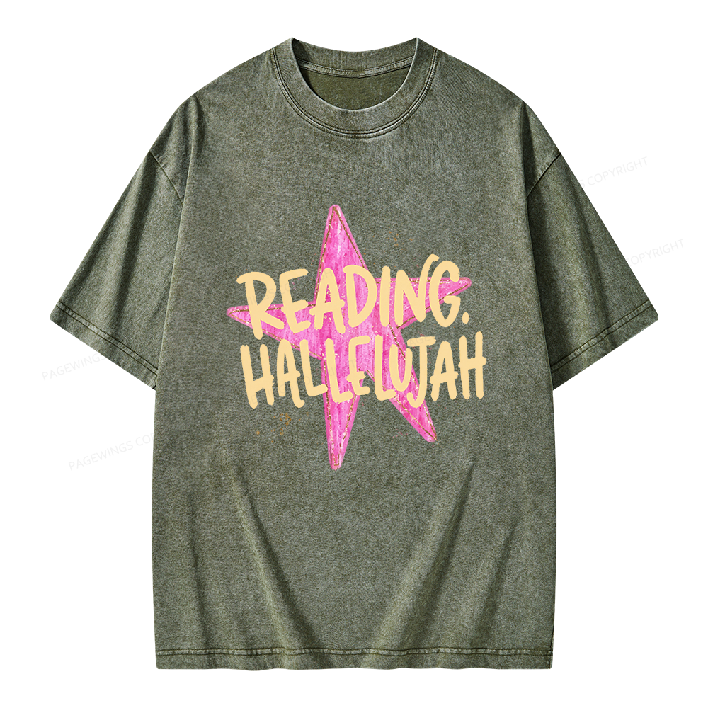 Pagewings Reading Hallelujah Unisex Washed T-shirt