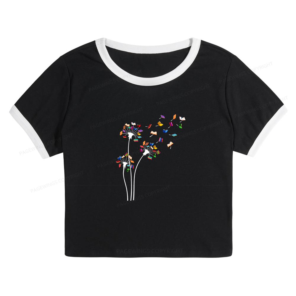 Pagewings Cute Dandelion Books Flower Fly 10035 Bookish Baby Tee Cropped Ringer T-Shirt