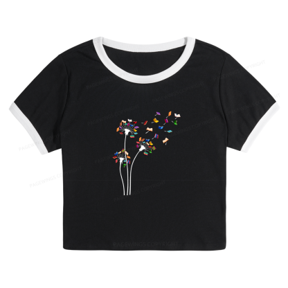 Pagewings Cute Dandelion Books Flower Fly 10035 Bookish Baby Tee Cropped Ringer T-Shirt