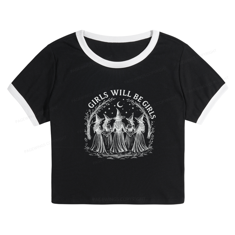 Pagewings Girls Will Be Girls 15692 Bookish Baby Tee Cropped Ringer T-Shirt