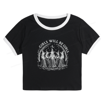 Pagewings Girls Will Be Girls 15692 Bookish Baby Tee Cropped Ringer T-Shirt