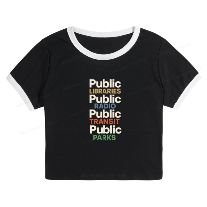 Pagewings Public Libraries 15687 Bookish Baby Tee Cropped Ringer T-Shirt
