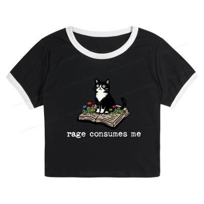 Pagewings Rage Consumes Me 14671 Bookish Baby Tee Cropped Ringer T-Shirt