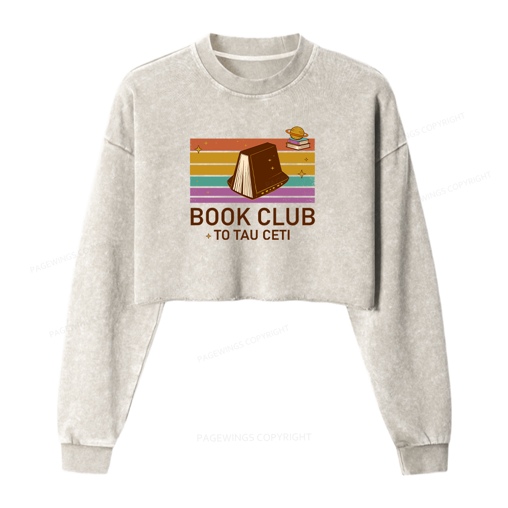 Pagewings Book Club To Star Washed Crop Sweatshirt