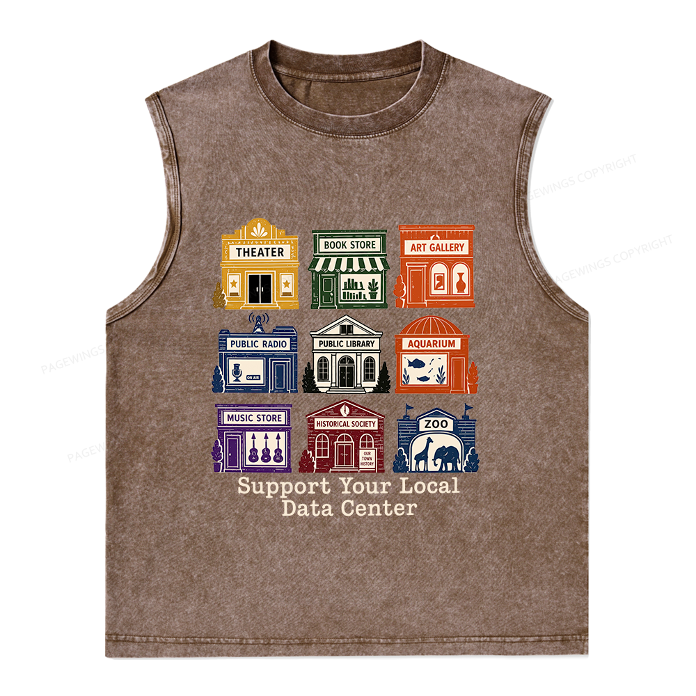 Pagewing Support Your Local Data Center16102 Bookish Unisex Washed Tank Top