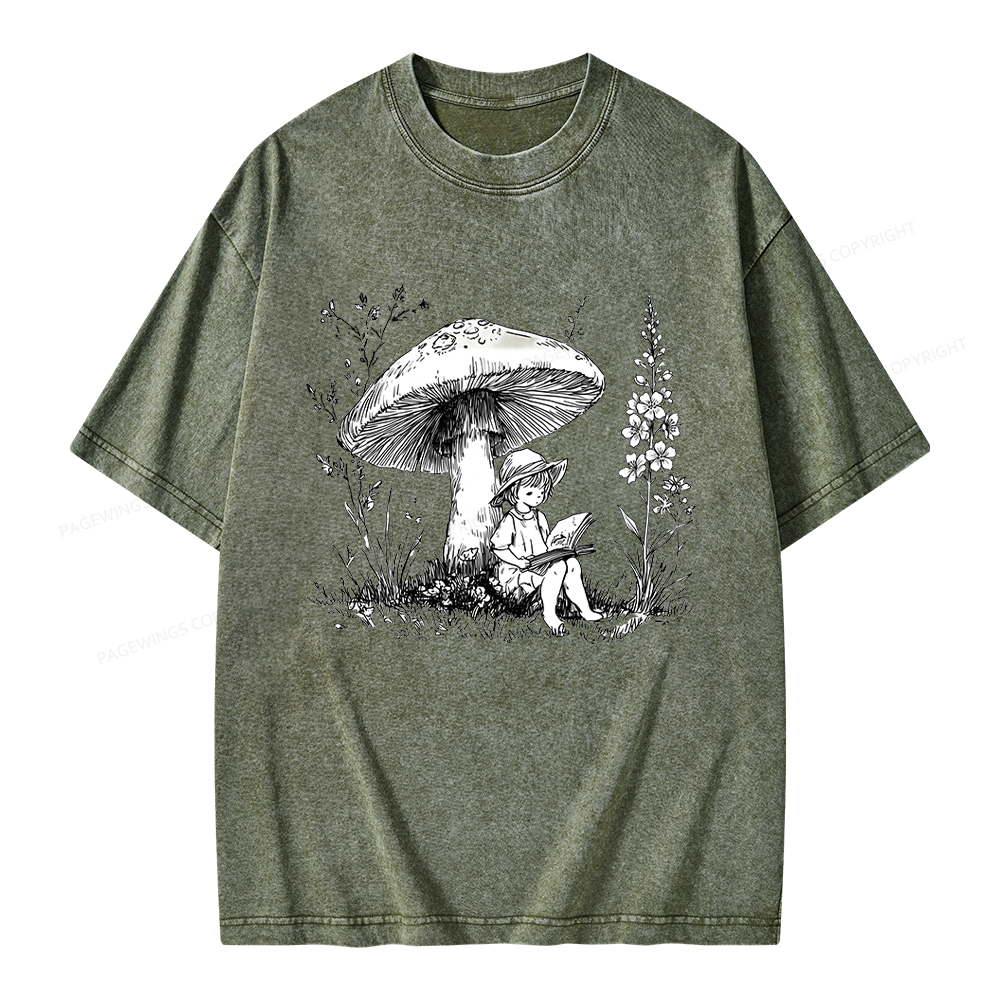 Pagewings Woodland Girl Reading Unisex Washed T-shirt