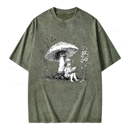 Pagewings Woodland Girl Reading Unisex Washed T-shirt