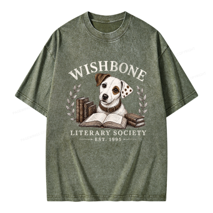 Pagewings Wishbone Literary Society Unisex Washed T-shirt