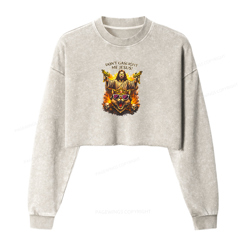 Pagewings Sci‑Fi Nerd Washed Crop Sweatshirt