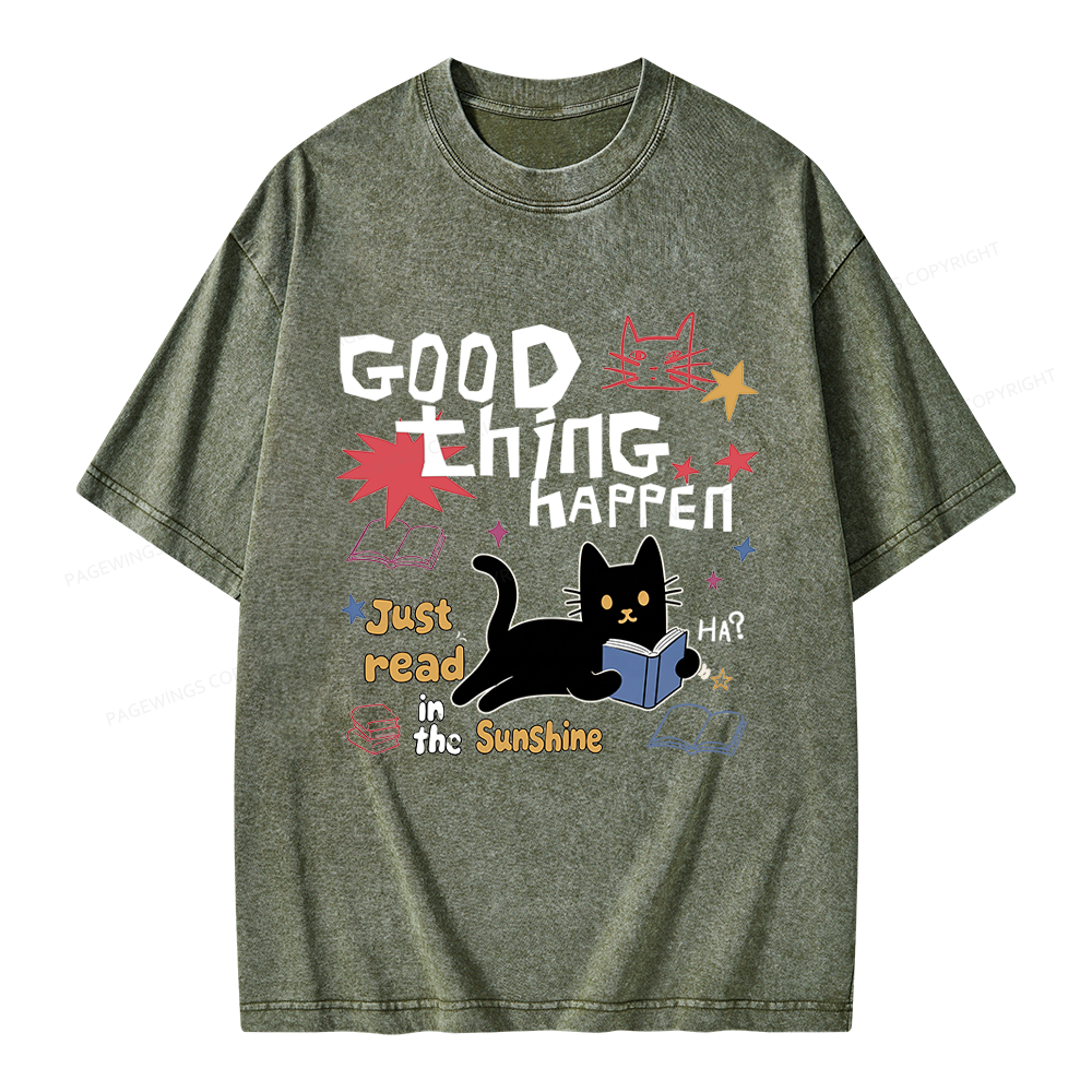 Pagewing Good Thing Happen Weird Unisex Washed T-shirt