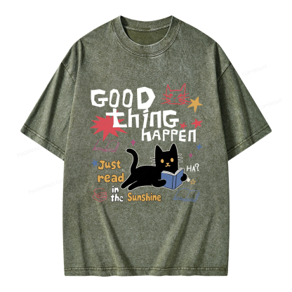 Pagewing Good Thing Happen Weird Unisex Washed T-shirt