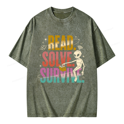 Pagewings Read Solve Survive Unisex Washed T-shirt