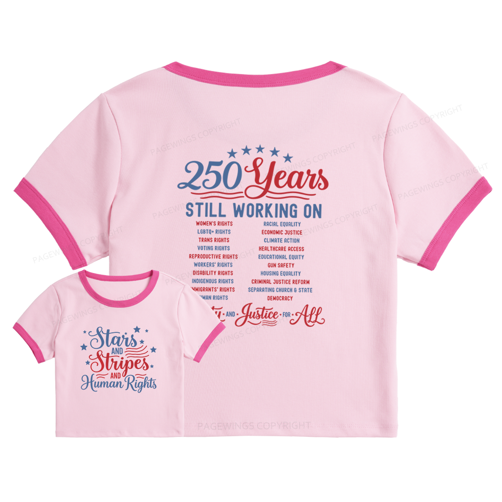 Pagewings Stars and Stripes And Human Rights 15940 Bookish Baby Tee Cropped Ringer T-Shirt
