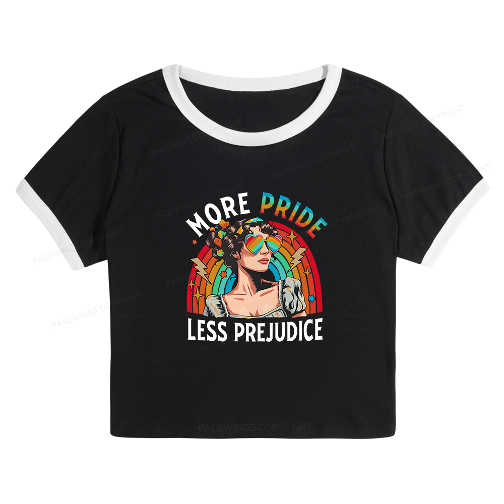 Pagewings More Pride Less Prejudice 12303 Bookish Baby Tee Cropped Ringer T-Shirt