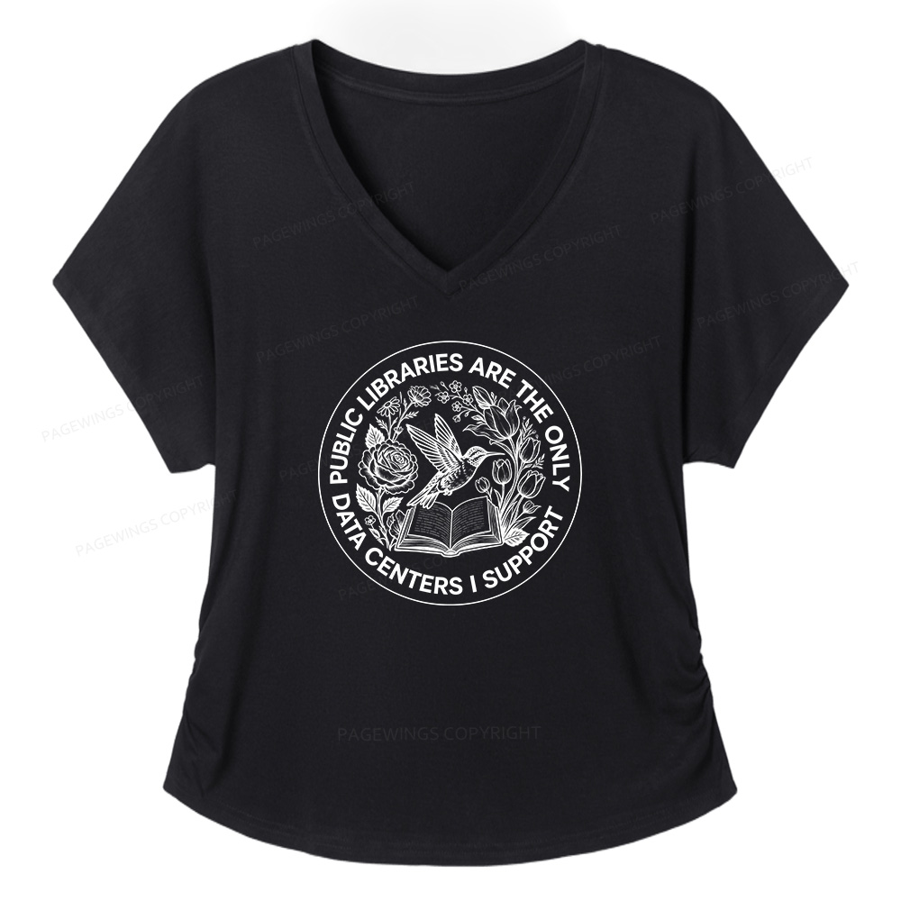 Pagewings Public Libraries are the only Data Centers I Support Soft Women's Modal V-neck T-shirt  