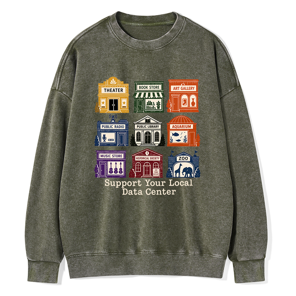 Pagewing Support Your Local Data Center16102 Read Unisex Washed Sweatshirt
