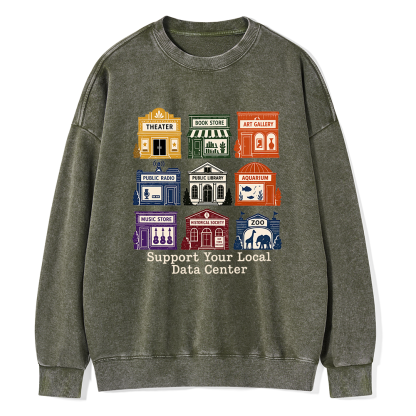 Pagewing Support Your Local Data Center16102 Read Unisex Washed Sweatshirt