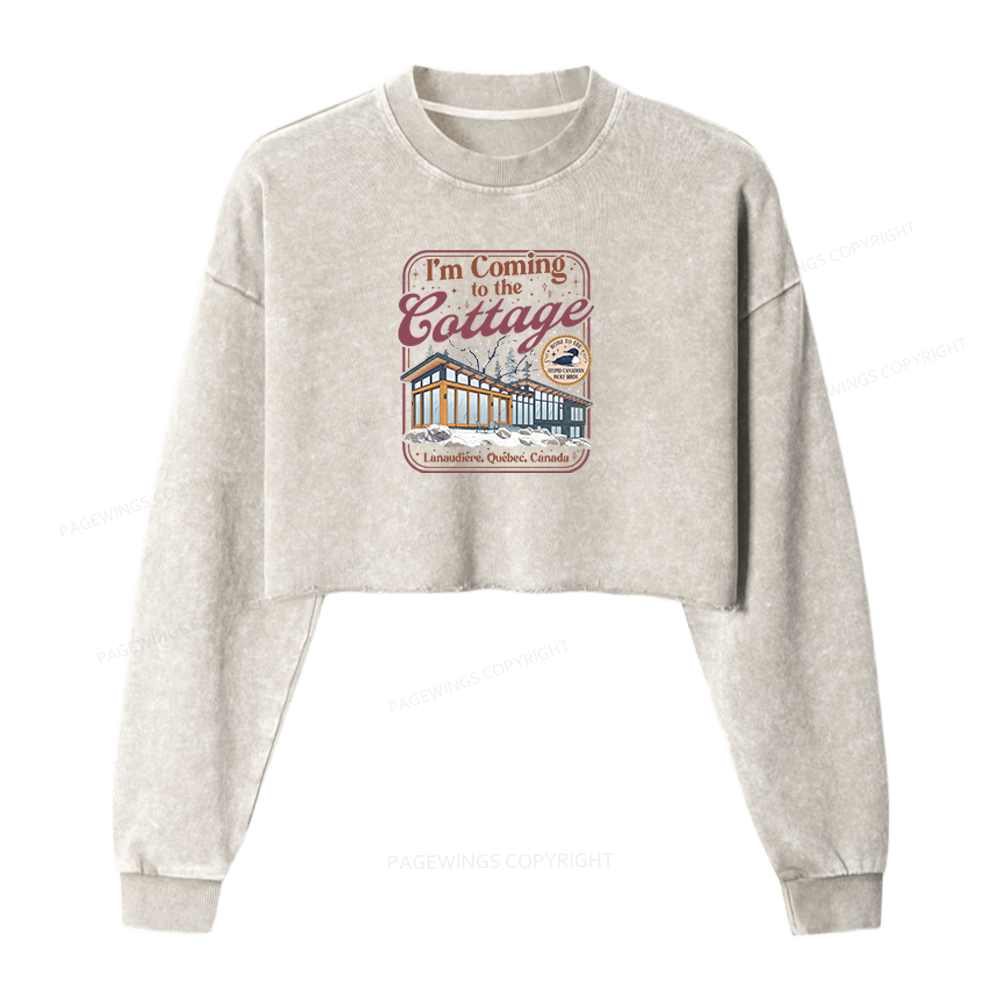 Pagewings I'm Coming to the Cottage Washed Crop Sweatshirt