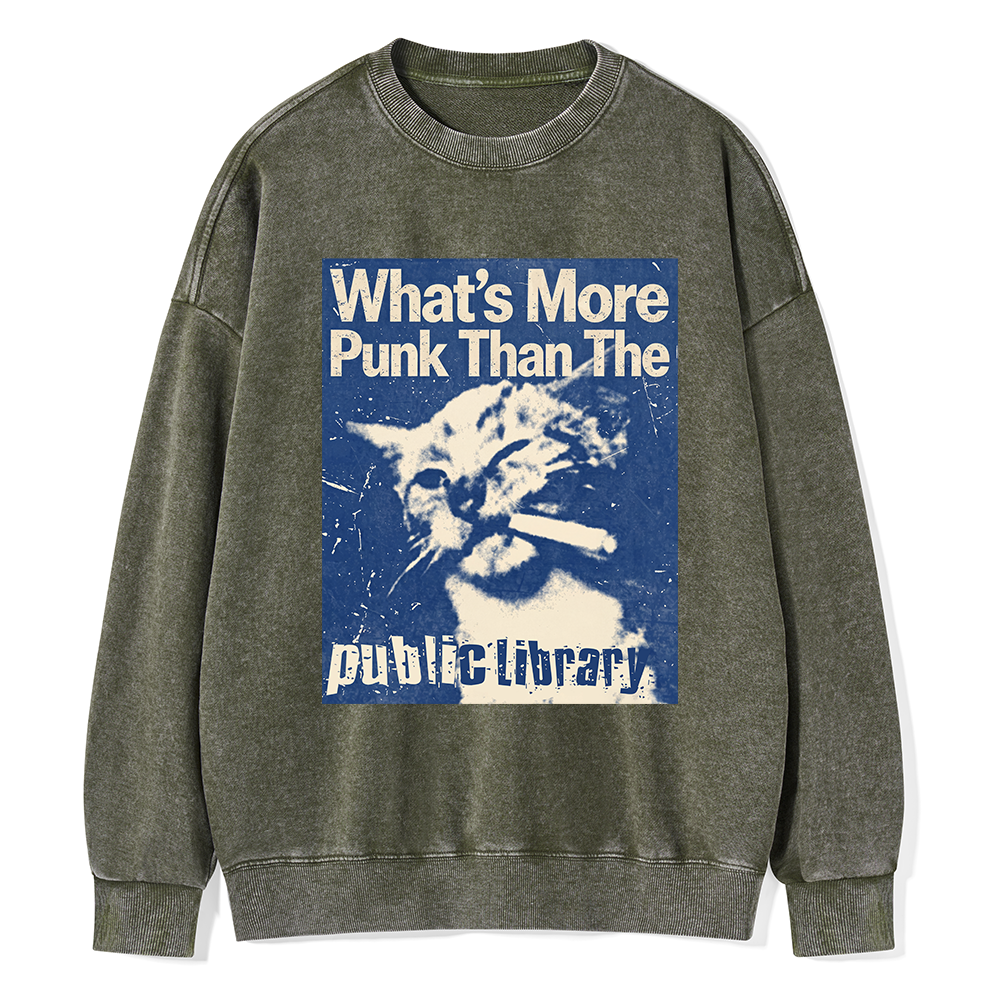 Pagewings More Punk Than The Public Library15772 Read Unisex Washed Sweatshirt