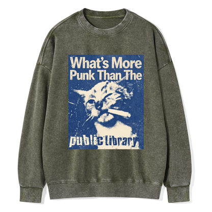 Pagewings More Punk Than The Public Library15772 Read Unisex Washed Sweatshirt