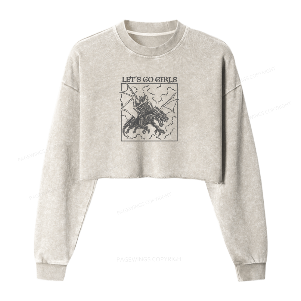 Pagewing Let's Go Girls 16145 Bookish Washed Crop Sweatshirt